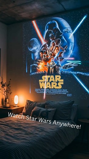 Our Smart Mini Projector lets you stream every Star Wars saga in stunning 4K-supported clarity — right on your wall or ceiling. Compact, powerful, and easy to use, it’s the perfect way to relive every lightsaber duel and hyperspace jump from the comfort of your bed. 🎬 No streaming stick needed — just power on and enjoy the Force. Get yours at>>> https://pdwarehouse.com/products/mini-projector | Star Wars Fanatics