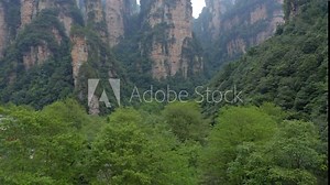Aerial Drone footage of Amazing beautiful View of the stunningly spectacular Heaven Pillar Hallelujah Mountain in Tianzi mountain range, Avatar mountains nature park, Zhangjiajie, China