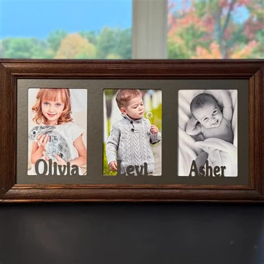 Personalized Family Photo Frame | Gift for Grandma | Wooden Keepsake | Triple Picture Display | Custom Grandparents 5x7 - Etsy