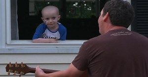 Front lawn becomes a stage for a house-ridden boy