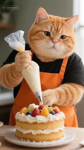 Baker Cat | Part 10- Cake Celebration 🎂#bakingcat #cake #shortsseries #catlovers #capcutshorts