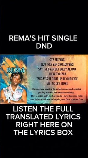 Rema - DND - lyrics video with English translation.