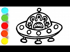 How to Draw an Alien Space Ship | Drawing, Painting and Coloring for Kids & Toddlers #251 - Videos For Kids