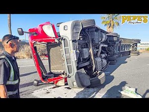Smashing Big Rig Flips Over (FULL RECOVERY VIDEO)