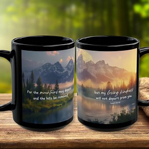 Christian Coffee Mug, Mountain Scripture Mug, Inspirational Bible Verse Cup, Faith Gift for Bible Study, Isaiah 54:10 - Etsy