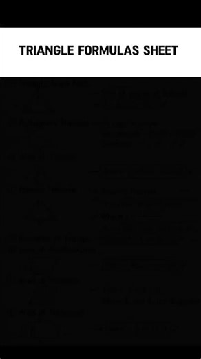 Triangle Formulas Sheet | All Triangle Formulas | #shorts #education #viralshorts #trending #maths