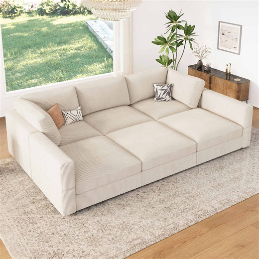 Latitude Run® Latitude Run U-shaped Corduroy Sectional Modular Sofa Cloud Couch & Reviews | Wayfair