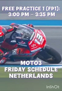 🏍️Moto3 Assen Schedule, GP Of Netherlands 2026. Friday, Free Practice 1 session, and Practice ses...