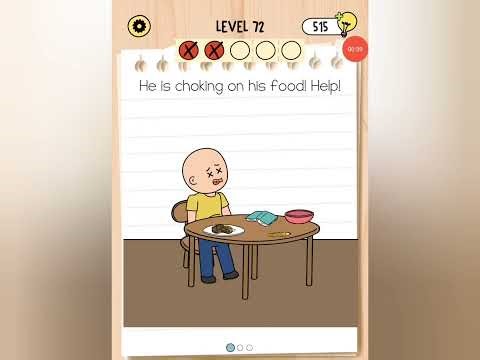 Brain Test 5 Level 72 Gameplay – Full Walkthrough & Answers | Choking on his food Help