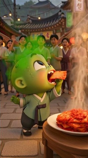 Baby Zombie Tries Kimchi 🇰🇷🍜 #animation #shorts