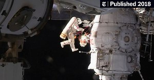During Seven-Hour Spacewalk, Russian Astronauts Gather Clues to Orbital Mystery (Published 2018)