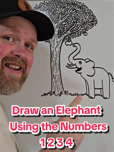 use the numbers 1 2 3 4 to draw an elephant easy! | drawings