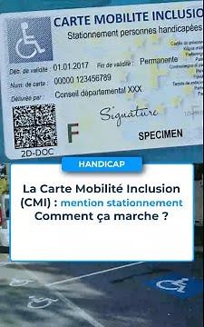 How does the mobility inclusion card with "parking" mention work?