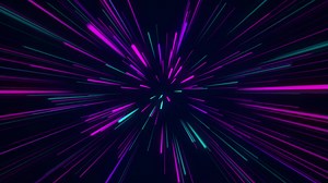 Download Flying through space with speed of light, neon lights zooming hyper jump into another galaxy for free