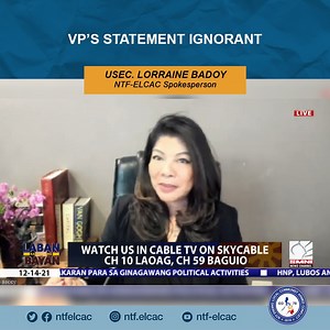 WATCH | The statement of VP Leni Robredo calling out the “red-tagging” of the NTF-ELCAC is “ignorant," asserts PCOO Usec. Lorraine Badoy. The Undersecretary clarified: “The President has said, over and over, we are not ‘red-tagging.’ We are identifying.” #EO70 #NTFELCAC | National Task Force to End Local Communist Armed Conflict