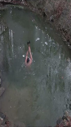 3 STRIKES. AXE FREES MAN FROM UNDER CLEAR ICE. (RAW)