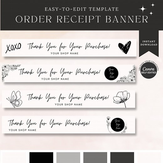 Etsy Shop Order Receipt Banner Template: Customizable Canva Design (digital Download) - Etsy
