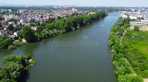 Aerial View on the Main River in Hanau Stock Footage - Video of germany, europe: 287409322