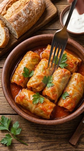 Chou farci mijoté maison (recette traditionnelle) 🧾 Ingrédients (4–6 personnes) Pour le chou 1 gros chou vert (ou chou blanc) Eau salée pour la cuisson Pour la farce 500 g de bœuf haché (ou mélange bœuf/porc) 100 g de riz cru (ou cuit à 70 %) 1 oignon moyen, finement haché 2 gousses d’ail, écrasées 1 œuf 2 c. à s. de persil haché Sel, poivre 1 c. à c. de paprika doux (optionnel) Pour la sauce 1 oignon émincé 2 c. à s. d’huile d’olive 400 g de tomates concassées (ou 3 tomates fraîches râpées) 1