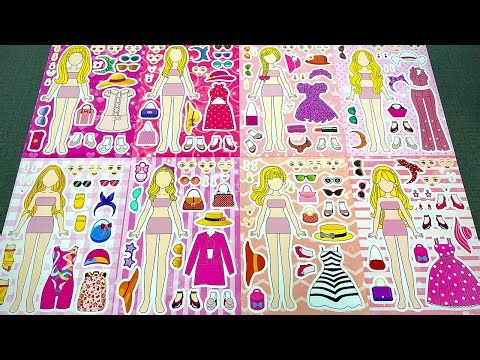 [Paper diy] Pink Barbie Girl Dress Up Sticker Book | Cute Paper DIY | Satisfying ASMR