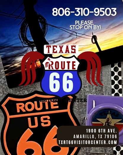 🚗✨ The road may be long, but the stories are unforgettable. At the Texas Route 66 Visitor Center, we celebrate the soul of the Mother Road—from vintage souvenirs and local art to the daily showing of “Two for the Road,” our tribute to the Texas stretch of Route 66. 📍 Located in the historic Myers Fried Chicken building at 1900 SW 6th Ave, Amarillo 🕙 Open Monday–Friday 10am–6pm | Saturday 10am–4pm | Sunday seasonal 📞 Call 806-310-9503 or visit txrt66visitorcenter.com for more info 🛻 Whether 
