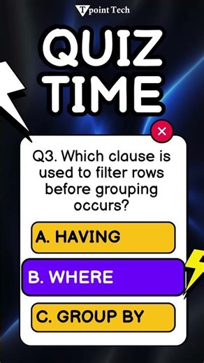 MySQL MCQs | MySQL Interview Questions & Answers | Tpoint Tech