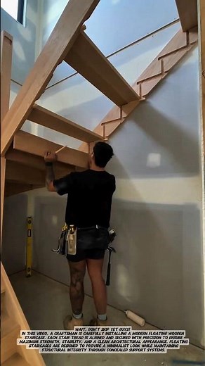 Modern Floating Wooden Stair Installation.