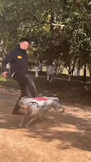 ENGINEERING ART on Instagram: "This 4-legged AI robot is unstoppable! 🤖✨ Watch as someone flips it over, only for it to bounce back up effortlessly. With advanced balance and agility, this futuristic bot proves that nothing can keep it down. The future of robotics is here! 🚀"