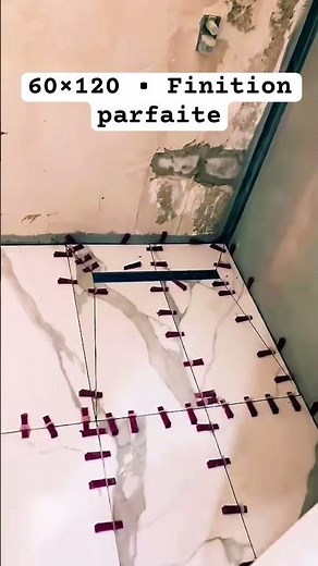Douche à l’italienne 60×120 | Pose de carrelage grand format 🔥