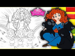 Disney Princess Merida Coloring Video #9 | Glitter Coloring Brave Disney Princess Merida