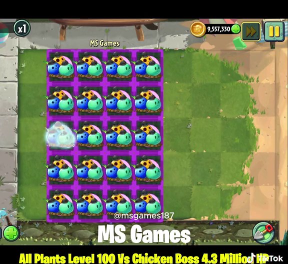 Part 1 - All Plants Level 100 Vs Chicken Boss 4.3 Million HP - PvZ 2 #msgames #pvz #plantsvszombies #pvz2 #plantsvszombies2 #game #viral