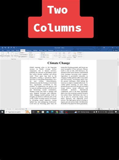 How to Convert Text into two Columns ✅ #phd #article #phdstudent #journal #study #ms #word #words