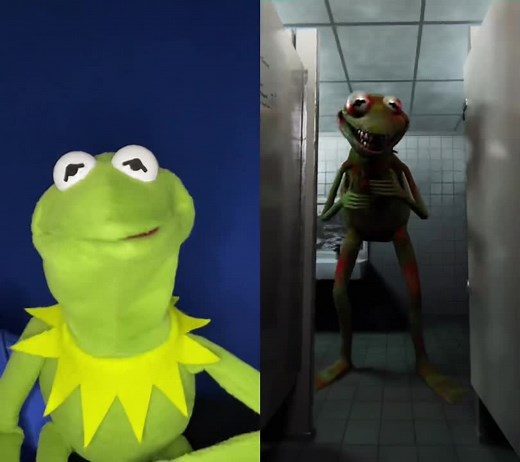 #duet with @lights.are.off it’s occupied !!! 😂 #kermitthepuppet #viral #scary #kermitthefrog #kermit￼