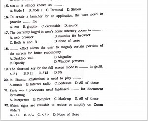 15. xterm is simply known as A. Mode 1B. Node 1C. TerminalD... | Filo