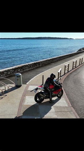 DJI Drone follows Sportbike