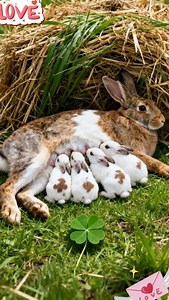 Little rabbits scrambling for milk g#Nursing bunnies#Cute baby rabbits
