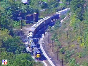 CSX train in "The Narrows", west of Cumberland, Maryland. From the Pentrex show "Into The Allegheny Range, Part 4, Sand Patch" https://rfd.video/Allegheny4 | Railfan Depot