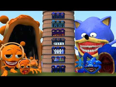 TALLGRASS LITTLE TO BIG ALL SPRUNKI ORANGE VS ALL BABY SONIC FAMILY PHASE 1 - 10 in Garry's Mod!
