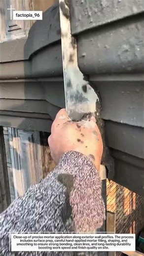 Clean Mortar Application for Exterior Wall Details | Skilled Masonry Work in Action
