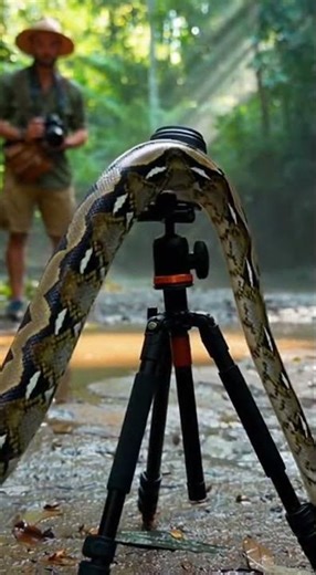 Giant Python vs. Camera Gear: Guess Who Wins? 🐍📸 | #funny #adorably #animals | 098