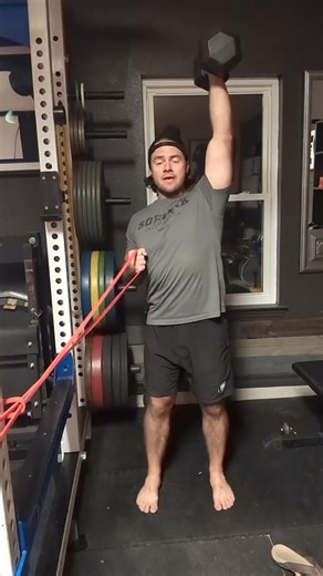 DB Push Press Band Pull - 2 Count #dumbbell #power #powerful #strength