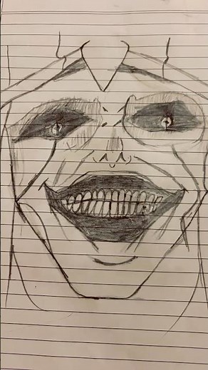 How to draw creepy face solo, levelling, scary face step to step easily ￼ #art #drawing #sketch