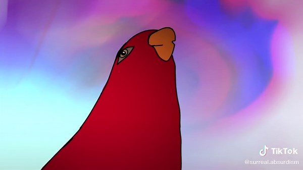 Red Bird Laughing Psychedelic Animated Meme