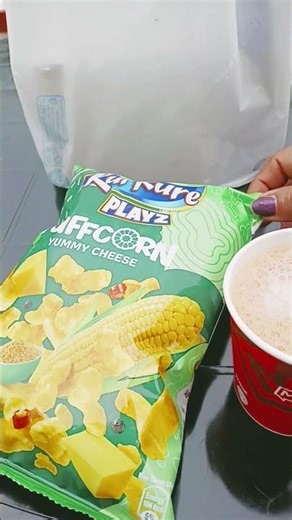 tea with puffcorn cheese yummy 😋