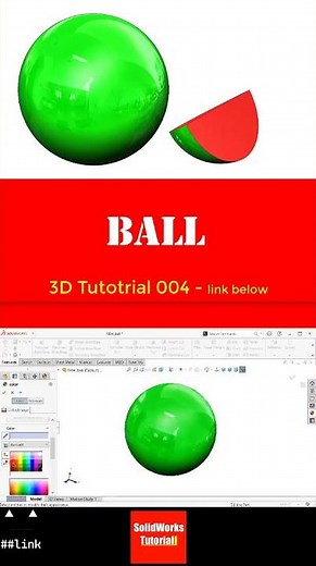 SolidWorks Tutorial #004: 3D Modeling of Ball, 3/4, 1/2, 1/4 (Revolved solid) #3d #solidworks #cad
