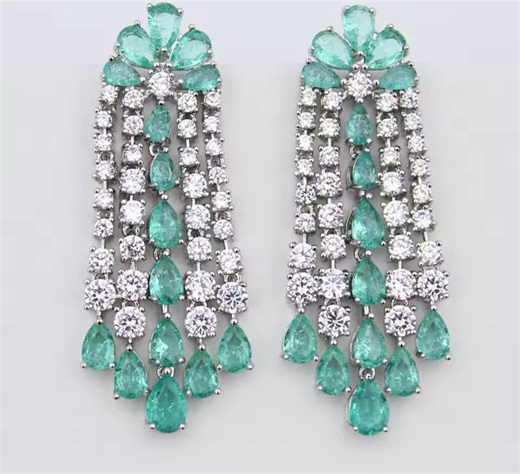 Luxury Wedding Long Tassel Earrings American Diamond Cubic Zirconia - Aqua Green - Etsy