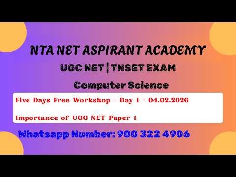 Five Days Free Workshop on UGC NET Paper 1 - Day 1 - 04.02.2026