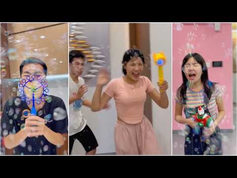Sibling Bubbles Toy Battle 🔫🫧 Bad Sister & Great Daddy 👧🏻👨🏻 Linh Nhi Shorts