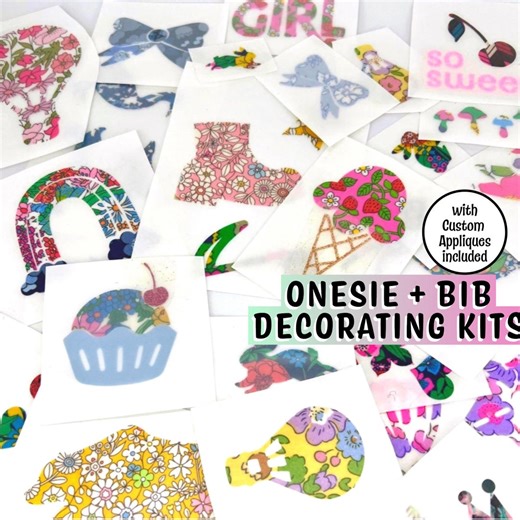 Girls Onesie Decorating Supplies – Fabric Appliques for DIY Baby Shower Activity, Easy No Sewing or Crafting Experience Needed! - Etsy