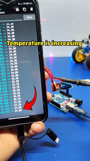 Mobile Shows Risen temperature 🌡️ using Arduino and sensor #arduinoproject